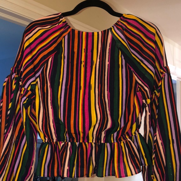 Tularosa Henrietta Rainbow Stripe Top Blouse - Picture 7 of 9